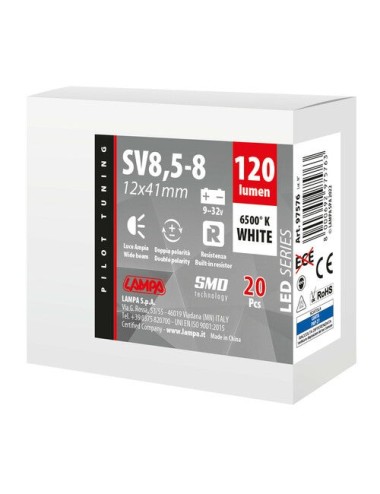 9/32V Led Series 2 SMD x 1 chip - 12x41 mm - SV8,5-8 - 20 pz - Scatola - Doppia polarità - Resistenza incorporata