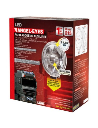 Angel-Eyes, Faro alogeno di profondità con luce di posizione a 8 Led - Bianco