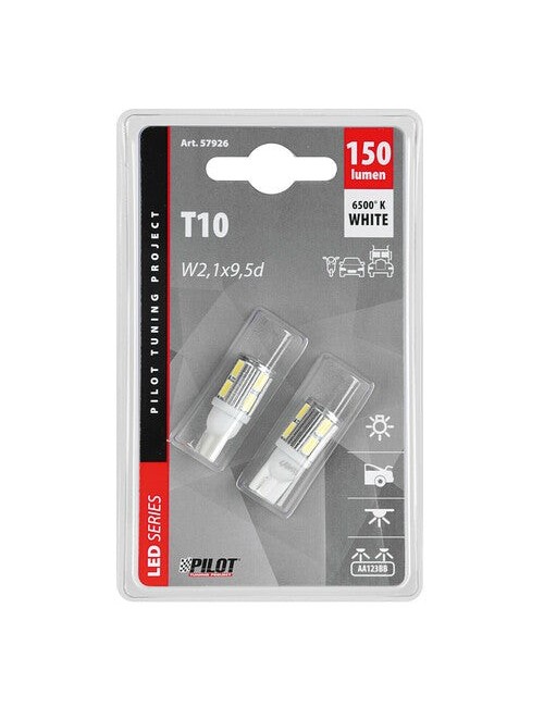 10/30V Mega-Led 10 - 10 SMD x 1 chip - (T10) - W2,1x9,5d - 2 pz - D/Blister - Bianco - Doppia polarità - Resistenza incorporata