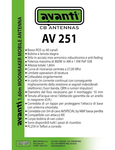 Avanti 251 Antenna CB - BIAS ITALIA