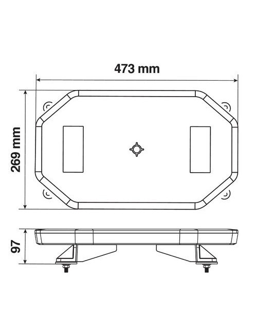 Barra lampeggiante arancio a 64 led, 10/30V - Fissaggio con viti