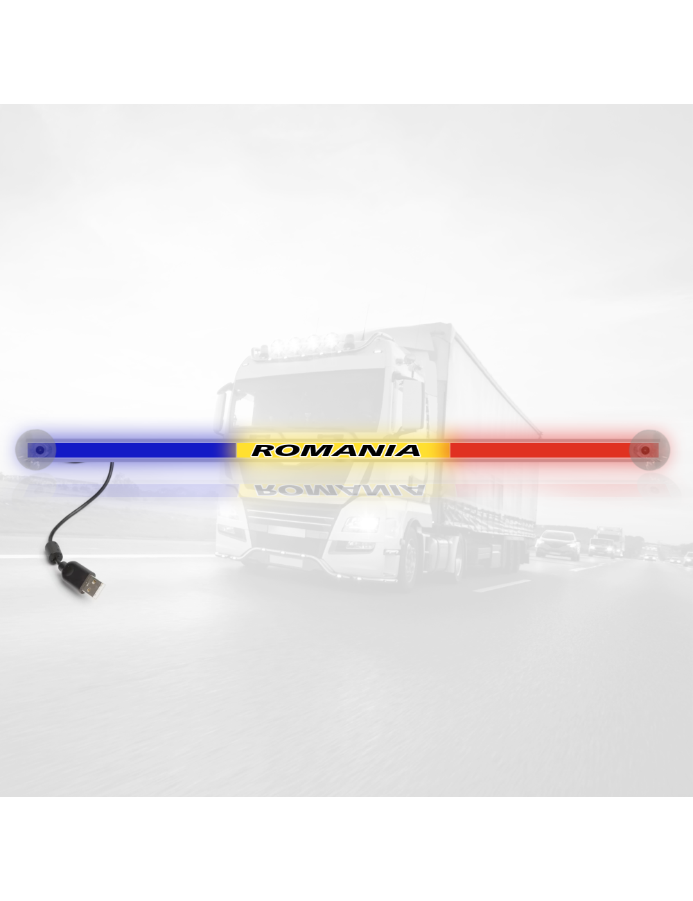 Barra Led Luminosa - Bandiera Romania - 5v/12v/24v - Per Auto, Furgone, Camion