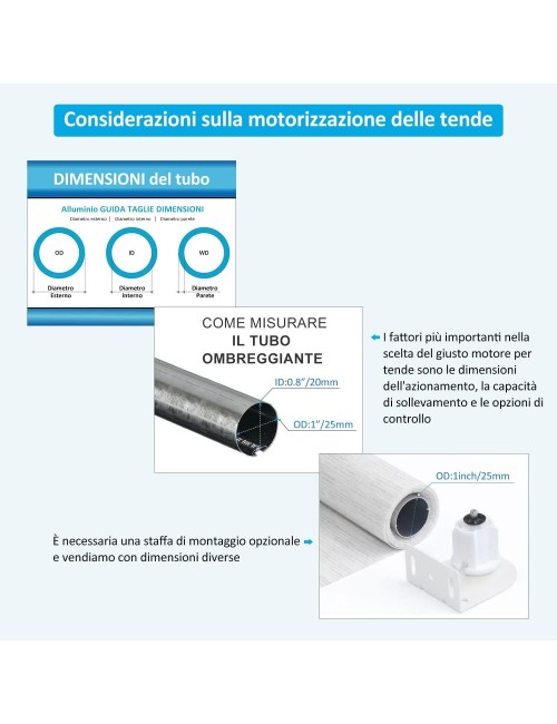 MOTORE 12V ELETTRICO PER TENDE PARASOLE - ACCESSORI E RICAMBI PER TENDE PARASOLE